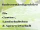 Text auf grünem Hintergrund: "Sachverständigenbüro für Garten-, Landschaftsbau & Agrarwirtschaft".
