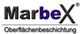 Logo mit Text: "MarbeX" in Schwarz und Lila, darunter "Oberflächenbeschichtung".