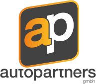 Logo von "autopartners gmbh" mit den Buchstaben "ap" auf dunklem Hintergrund.