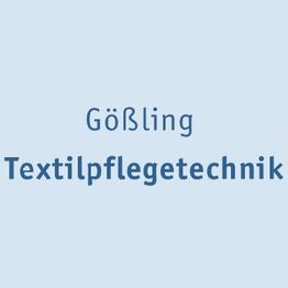 Gößling Textilpflegetechnik-Logo mit blauem Text auf hellem Hintergrund.