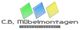 Logo von C.B. Möbelmontagen mit drei farbigen Quadraten und dem Text "schnell-sauber".