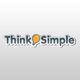 Text: "Think Simple" mit Glühbirne als O-Punkt auf grauem Hintergrund.