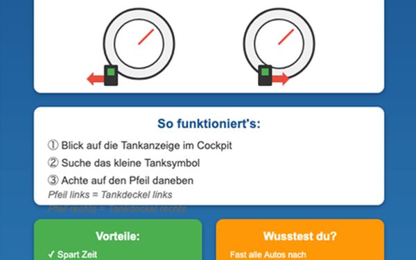 Eine grafische Darstellung für den Pfeiltrick bei der Tanköffnung.