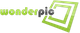 Logo mit dem Text "wonderpic", daneben grüne, sich überlappende Rechtecke.