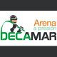 Logo de Decamar con texto "Arena a presión" y una figura usando equipo de protección.
