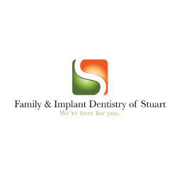 Logo of Family & Implant Dentistry of Stuart with a green and orange abstract design.