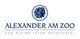 Logo mit blauem Kopfprofil und Text: "Alexander am Zoo: Das kleine feine Stadthotel".
