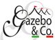 Logo con scritta "Gazebo & Co.", bandierine rosse e linee curve, bandiera italiana in basso.