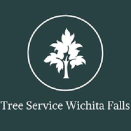 Logo with tree silhouette, text "Tree Service Wichita Falls" on dark green background.