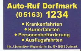 Auto-Ruf Dorfmark: Krankenfahrten, Kurierfahrten, Personenbeförderung, Ausflugsfahrten.