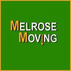 "Melrose Moving logo with green background and orange-yellow text accents."
