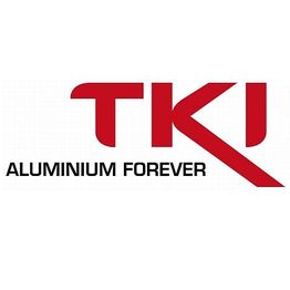 TKI-Logo mit rotem Schriftzug "ALUMINIUM FOREVER" darunter.