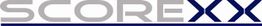 Text "SCOREXX" in grauer und blauer Schrift auf weißem Hintergrund.
