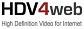 Logo mit Text: "HDV4web", darunter "High Definition Video for Internet".