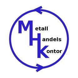 Blaues Logo mit Kreispfeil und den Buchstaben MHK, steht für Metall Handels Kontor.
