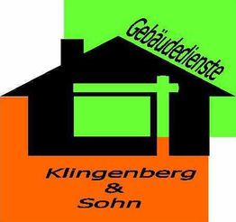 Logo mit Hausgrafik, Text: "Gebäudedienste" oben, "Klingenberg & Sohn" unten.