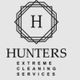 Logo saying "Hunters Extreme Cleaning Services" with a geometric design around the letter "H".