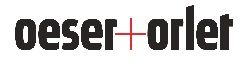 Schwarzes Logo mit rotem Pluszeichen, Text: "oeser+orlet".
