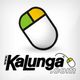 Logotipo da Kalunga com desenho de mouse e as cores verde e amarelo. Texto "www.Kalunga.com".