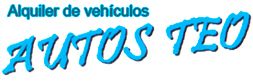 Texto: "Alquiler de vehículos AUTOS TEO" en azul.