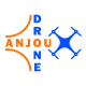 Logo "Anjou Drone" avec un dessin de drone en bleu et texte en orange et bleu.