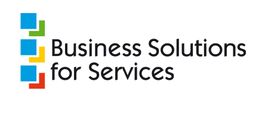 Buntes Logo mit Schriftzug "Business Solutions for Services" auf weißem Hintergrund.