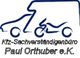 Logo mit Auto, Motorrad und Text: "Kfz-Sachverständigenbüro Paul Orthuber e.K."