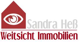 Rotes Haus-Logo mit Auge, Text: "Sandra Heß Weitsicht Immobilien".