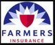 Farmers Insurance logo with a blue, red, and white shield design above the company name.