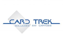 Logotipo da "Card Trek" com texto "Soluções em Cartões" em azul e forma geométrica cinza.