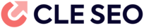 CLE SEO logo with a pink and dark blue color scheme.