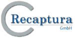 Logo mit großem "C" und Text "Recaptura GmbH" in blauer Schrift auf weißem Hintergrund.