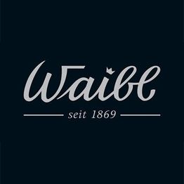 Logo mit Schriftzug "Waible seit 1869" in weiß auf dunklem Hintergrund.