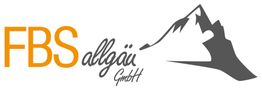 Logo mit orangefarbenem "FBS", grauem "allgäu" und Berg-Silhouette.