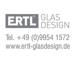 ERTL-Glasdesign Logo mit Telefonnummer und Website: www.ertl-glasdesign.de.
