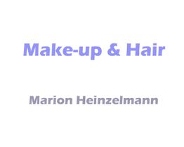 "Make-up & Hair" in lila Schrift, darunter "Marion Heinzelmann" in Grau.