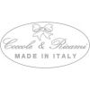 Logo ovale con scritta "Coccole & Ricami" e "MADE IN ITALY", decorato con un fiocco.
