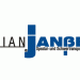 Logo mit dem Text "Florian Janßen", schwarzen Pferd und blauer Grafik im Hintergrund.
