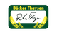 „Bäcker Thaysen“-Logo mit Signatur und gelben Getreideähren auf grünem Hintergrund.