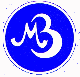 Blaues Logo mit weißem "MB"-Schriftzug in einem Kreis.