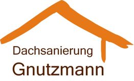 Logo: Orange Dachform mit Text "Dachsanierung Gnutzmann" darunter.