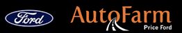 Ford logo next to AutoFarm Price Ford logo on a black background.