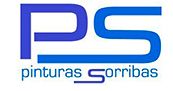 Logo de "pinturas sorribas" con iniciales PS en azul sobre fondo blanco.
