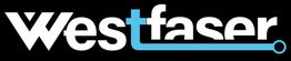 Logo mit dem Schriftzug "Westfaser" in Weiß und Hellblau auf schwarzem Hintergrund.