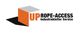 Logo mit orange-grauem Würfel und Text: "UP ROPE-ACCESS Industriekletter Service".