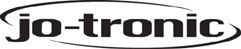 Schwarzes Logo mit der Aufschrift "jo-tronic" und geschwungenem Bogen oben und unten.