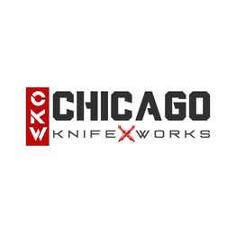 Logo with "Chicago Knife Works" text, featuring red accents and a stylized "CKW" on the left.