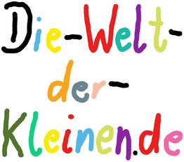 Bunte Schrift: "Die-Welt-der-Kleinen.de", fröhlich und kinderfreundlich gestaltet.