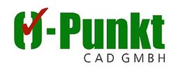 Logo von O-Punkt CAD GmbH mit grünem Text und einem roten Häkchen.