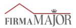 Logo mit Hausdach und Krone, Text: "FIRMA MAJOR".